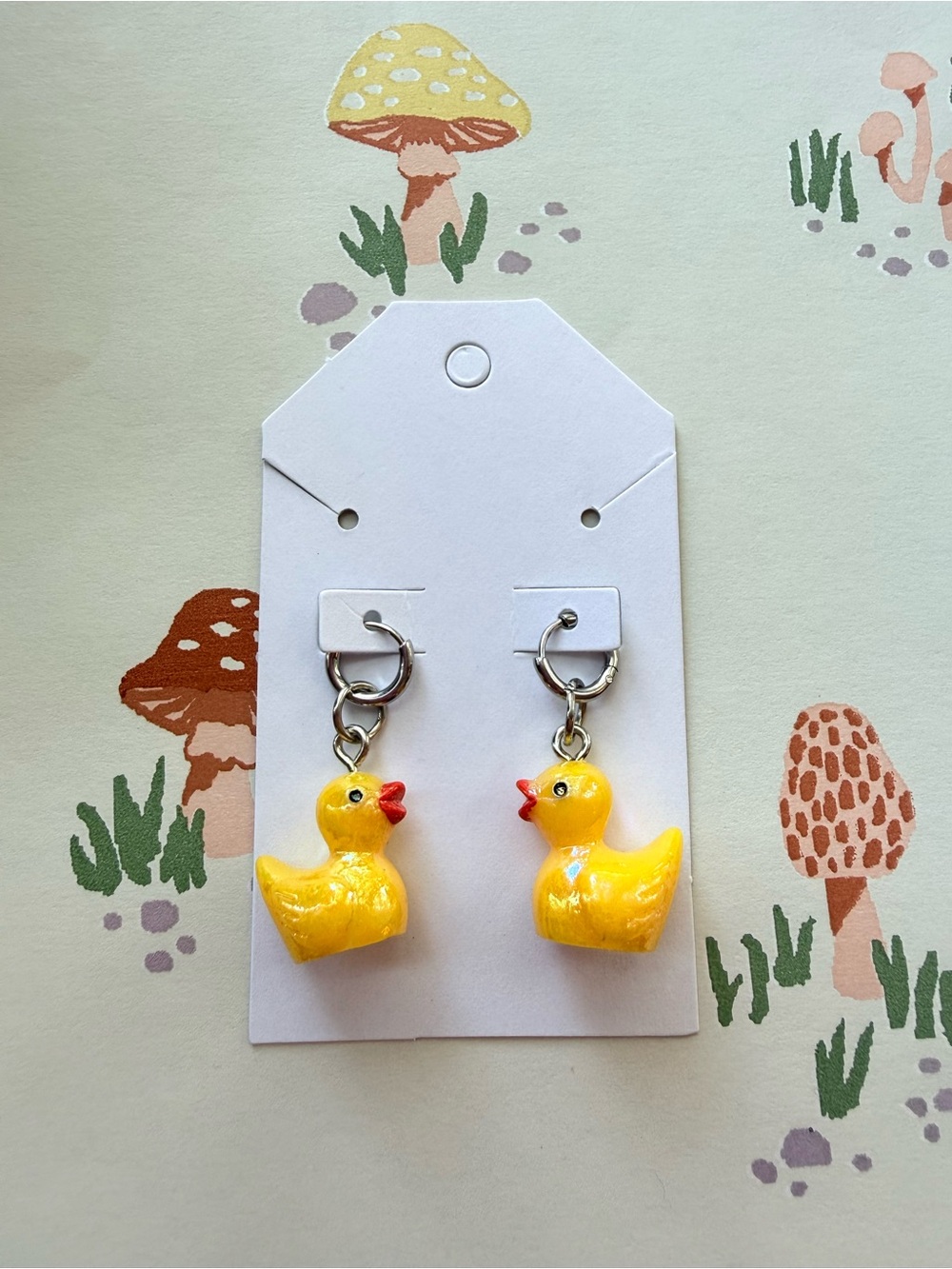 Cute Yellow Duck Drop Huggie Earrings